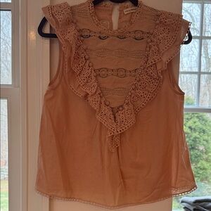 Zara Lace Ruffle Blouse - Soft Pink
